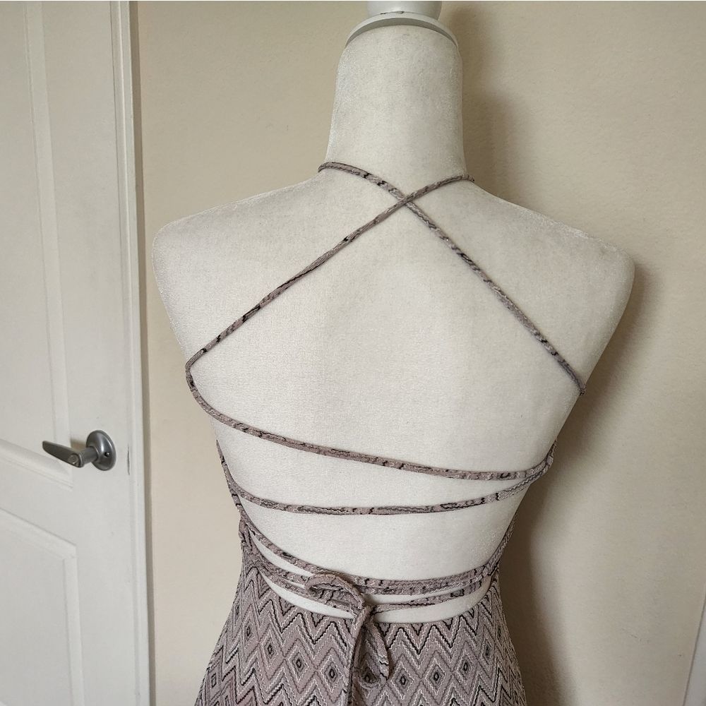 4SI3MNA Metallic Pink Backless Strappy Dress - Picture 4 of 9